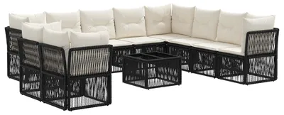 Immagine prodotto di vidaXL Set di divani da giardino 11 pezzi in polirattan nero