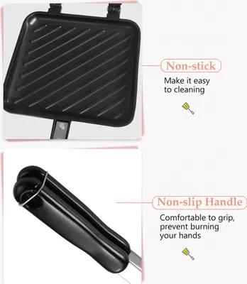 Obrázek produktu pro Sendvičovač s nepřilnavým povrchem Grilovaný sendvič Panini Maker s izolovanou rukojetí Horký sendvičovač Grilovaný sýr Machine