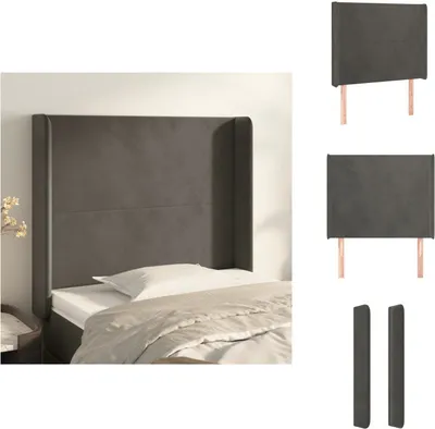 Produktbild von vidaXL Kopfteil mit Ohren Dunkelgrau 83x16x118/128 cm Samt -  Kopf- & Fußenden