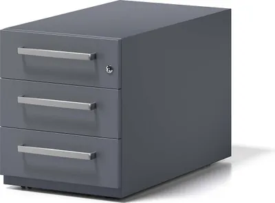 Produktbild von Rollcontainer Note mit Griff, anthrazitgrau, mit 3 Universalschubladen