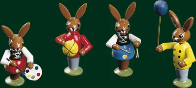 Produktbild von Osterdekoration Hasenkinder mit Spielzeug Höhe= 5cm NEU