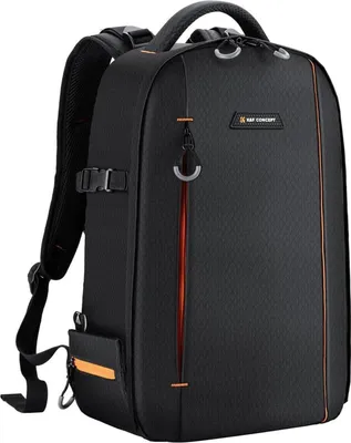 Obrázok produktu pre Vodotesný batoh na fotoaparát s priehradkou na notebook, čierny/oranžový, 18 l