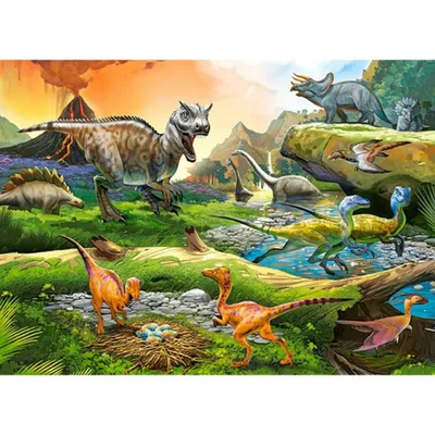 Produktbild von CASTORLAND Puzzle Welt der Dinosaurier 100 Teile