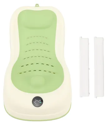 Image de Baignoire pour bébé, support pour nouveau-nés, avec thermomètre, bac de lavage souple, baignoire portable antidérapante, vert