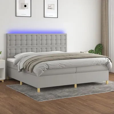 Produktbild von Maison Exclusive - Boxspringbett mit Matratze & LED Hellgrau 200x200 cm Stoff