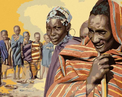 Produktbild von Zuty - Malen nach Zahlen - AFRIKANISCHE EINWOHNER (D. RUSTY RUST), 40x50 cm, mit Keilrahmen (bereits gespannt)