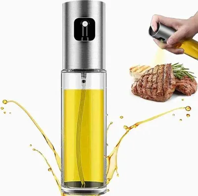 Obrázek produktu pro Dávkovač olivového oleje, rozprašovač, sprej na zálivky, skleněná láhev s olivovým olejem, 100 ml, pro horkovzdušnou fritézu, vaření, saláty, pečení, grilování