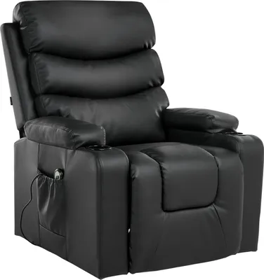 Produktbild von BELIANI Sessel Schwarz Kunstleder Elektrisch Verstellbar mit Armlehnen Fußstütze Relaxfunktion Seitentasche Modern Wohnzimmer Relaxsessel Fernsehsessel