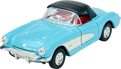 Produktbild von Welly Old Timer 1957 Chevrolet Corvette Blau mit Dach 1:34-1:39 Die Cast Metall Modell  im Kasten 42360