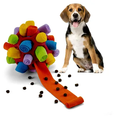 Produktbild von Schnüffelball für Hunde, interaktives Schnüffelspielzeug für kleine und mittelgroße Hunde (Rot und Regenbogen)
