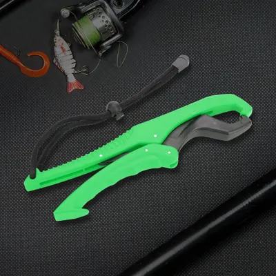 Imagen del producto de Pinza de agarre para pesca, herramienta de sujeción ABS, soporte para accesorios de pesca con cuerda ajustable (verde, tamaño L)