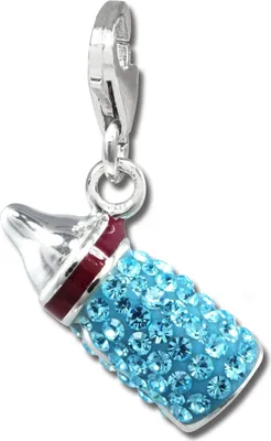 Produktbild von SilberDream hellblau Charm Nuckelflasche Zirkonia 925 Silber Anhänger GSC555H