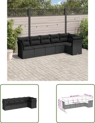 Produktbild von The Living Store 6-tlg. Garten-Sofagarnitur mit Kissen Schwarz Poly Rattan