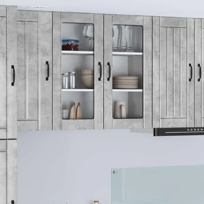 Produktbild von vidaXL Wandglas-Schrank LUCCA Betongrau 80 x 31 x 80 cm Holzwerkstoff