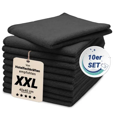 Produktbild von 10er Set Mikrofasertuch, 40x40 cm, schwarz