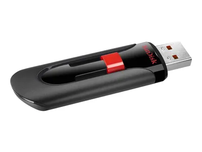 Produktbild von SanDisk Cruzer Glide, 128 GB, USB Typ-A, 2.0, Dia, 6,8 g, Schwarz, Rot