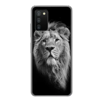 Produktbild von MuchoWow® Handyhülle Schutzhülle Hülle für Samsung Galaxy A03s Löwe - Porträt - Schwarz - Weiß Silikon Softcase Handy Hülle - Schutz