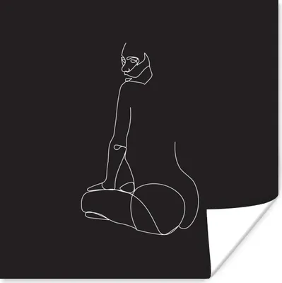 Produktbild von MuchoWow® Poster Frau - Strichzeichnung - Rückseite 30x30 cm - Wandposter - Printing