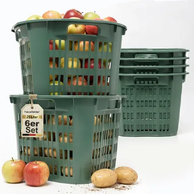 Produktbild von Erntekorb Gartenkorb, Grün, 25 Liter, 6 Stück