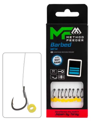 Produktbild von 8x 10cm MIKADO METHOD FEEDER MF14 Haken Rig`s Angelhaken mit Bait Band  #6 / 0,25mm