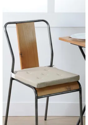 Produktbild von Stoff Textil Stuhlkissen - beige - 38 x 38 x 4 cm - Klettverschluss