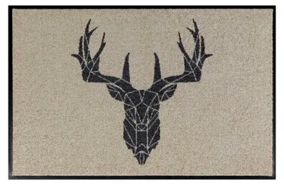 Produktbild von Waschbare Fußmatte Hirsch für innen und außen beige 45x70cm Sauberlaufmatte