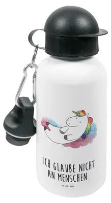 Produktbild von Mr. & Mrs. Panda Trinkflasche Einhorn Wolke 7 - Weiß - Geschenk, Wasserflasche, Unicorn, Witzig, Lustig, Kinder, Lächeln, Kindertrinkflasche, Kita