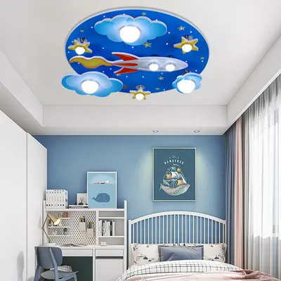 Zdjęcie produktu dla Lampa sufitowa wisząca LED Nowoczesne gwiazdy Rakiety Żyrandol Lampa sufitowa Gwiazda Lampa Ściemnialna Niebieski