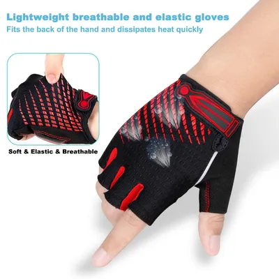 Imagen del producto de Guantes de bicicleta de verano, con dedos cortos, acolchado de gel, reflectantes, talla M, para ciclismo