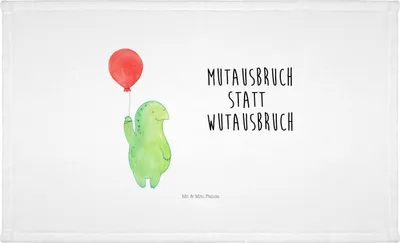 Produktbild von Mr. & Mrs. Panda Flauschtuch Schildkröte Luftballon - Weiß - Geschenk, Schildkröten, Motivationsspruch, Handtuch 50x100, gesichtstuch, gesichtshandtuch, kleines, Ballon
