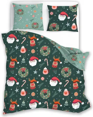 Produktbild von Bettwäsche Weihnachten Winter Wendebettwäsche Garnitur 140 x 200 cm + 70 x 90 cm - Rentier