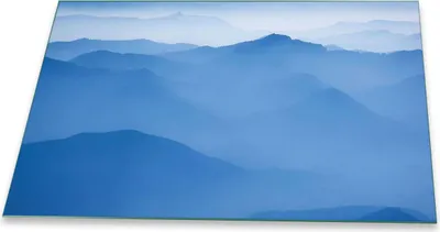 Produktbild von Herdabdeckplatte Glaskeramik 80x52 Landschaft Blau Abdeckung Glas Spritzschutz Deko