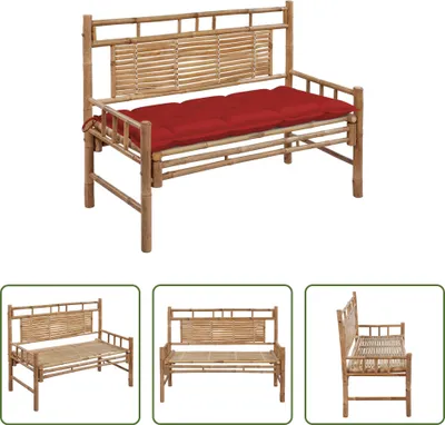 Produktbild von The Living Store Gartenbank mit Auflage 120 cm Bambus