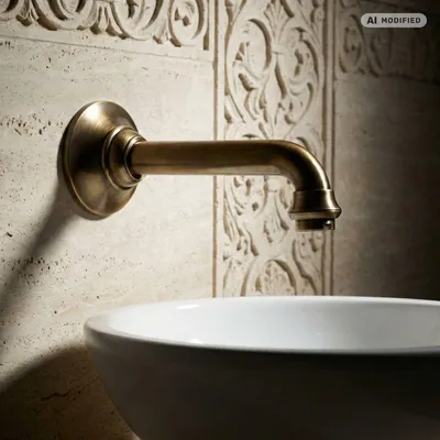 Produktbild von PaulGurkes Wasserauslauf 16cm Retro Wanneneinlass Auslauf Messing-Bronze