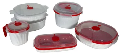 Imagen del producto de Snips - Juego de 5 recipientes para conservar alimentos en el microondas, con tapa