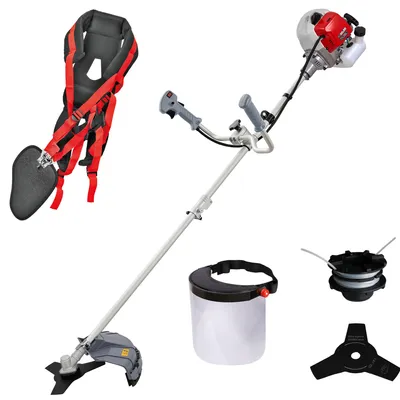 Produktbild von IKRA Benzin Freischneider IBF 43 | 1100 Watt | Fadenspule 45 cm Schnittbreite| 3- & 8-Zahn-Messer Ø 25,5 cm | Schutzschild | Profi-Schultergurt