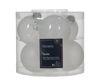 Produktbild von Weihnachtskugeln Glas 6cm x 6 Stück - Winterweiss transparent