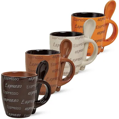 Produktbild von Moderne Keramik Espresso-Tassen 4er Set beige braun orange 50 ml