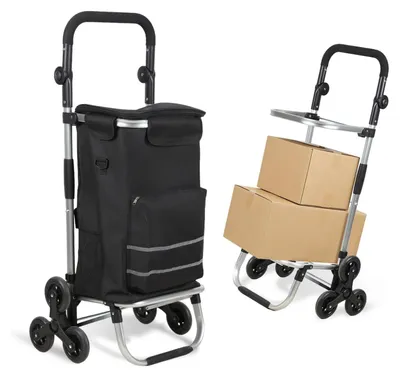 Produktbild von Faziango 3in1 Einkaufstrolley 51L bis 50 kg klappbar abnehmbare Tasche 6 Rollen Tragegurt Treppensteiger Einkaufswagen Einkaufshilfe Trolley
