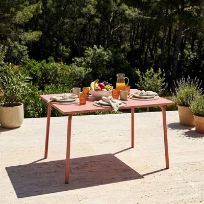Image de Table de jardin en acier 120 x 70 cm argile - Oviala Palavas
