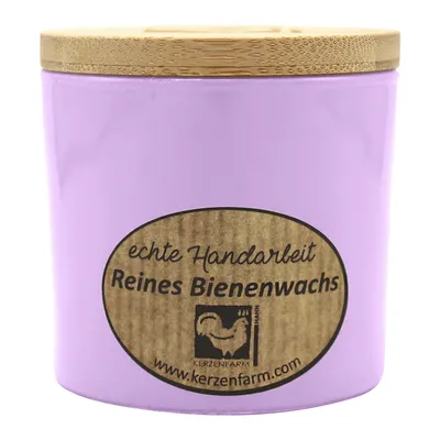 Produktbild von Bienenwachskerze im Trendglas, Lavendel, 100% reines Bienenwachs, KERZENFARM HAHN, 70/70 mm, Brenndauer ca. 17h