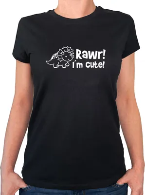 Produktbild von Huuraa Damen T-Shirt Triceratops I`m cute XL Black Bio Baumwolle Fairtrade Damenshirt Geschenkidee