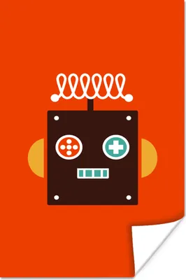 Produktbild von MuchoWow® Poster Roboter - Formen - Gesicht - Orange - Jungen - Kinder 120x180 cm - Kunstposter