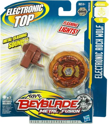 Produktbild von Hasbro Beyblade Metall Fusion Kreisel Rock Wolf Elektronisch mit Licht & Sound – Action-Kampftop mit Launcher & Reißleine Modell 31962 B16