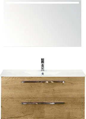 Obrázok produktu pre Kúpeľňová zostava Sanox Seville keramika zrkadlo 100 cm dub svetlý s LED