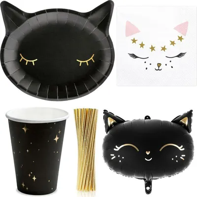 Produktbild von Partyset Schwarze Katzen schwarz Kindergeburtstag Deko Geburtstag
