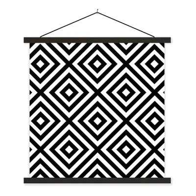 Produktbild von MuchoWow® Textilposter Formen - Schwarz und weiß - Muster 40x40 cm mit schwarzem Rahmen - Fotos