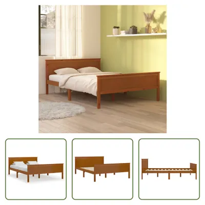 Produktbild von The Living Store Massivholzbett Honigbraun Kiefernholz 160x200 cm
