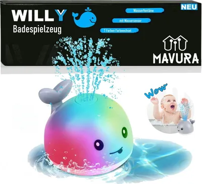 Produktbild von WILLY Wal Badespielzeug Wasserspielzeug Baby Kinder Fontäne & LED Beleuchtung