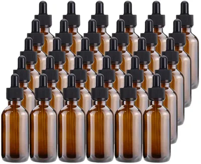 30er Set 60 ml Amberglasflaschen mit Glaspipetten